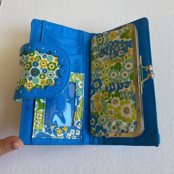 Frill by Vera Bradley Wallet in Blue, Green, & Yellow w/ Coin Purse Inside - Picture 7 of 9